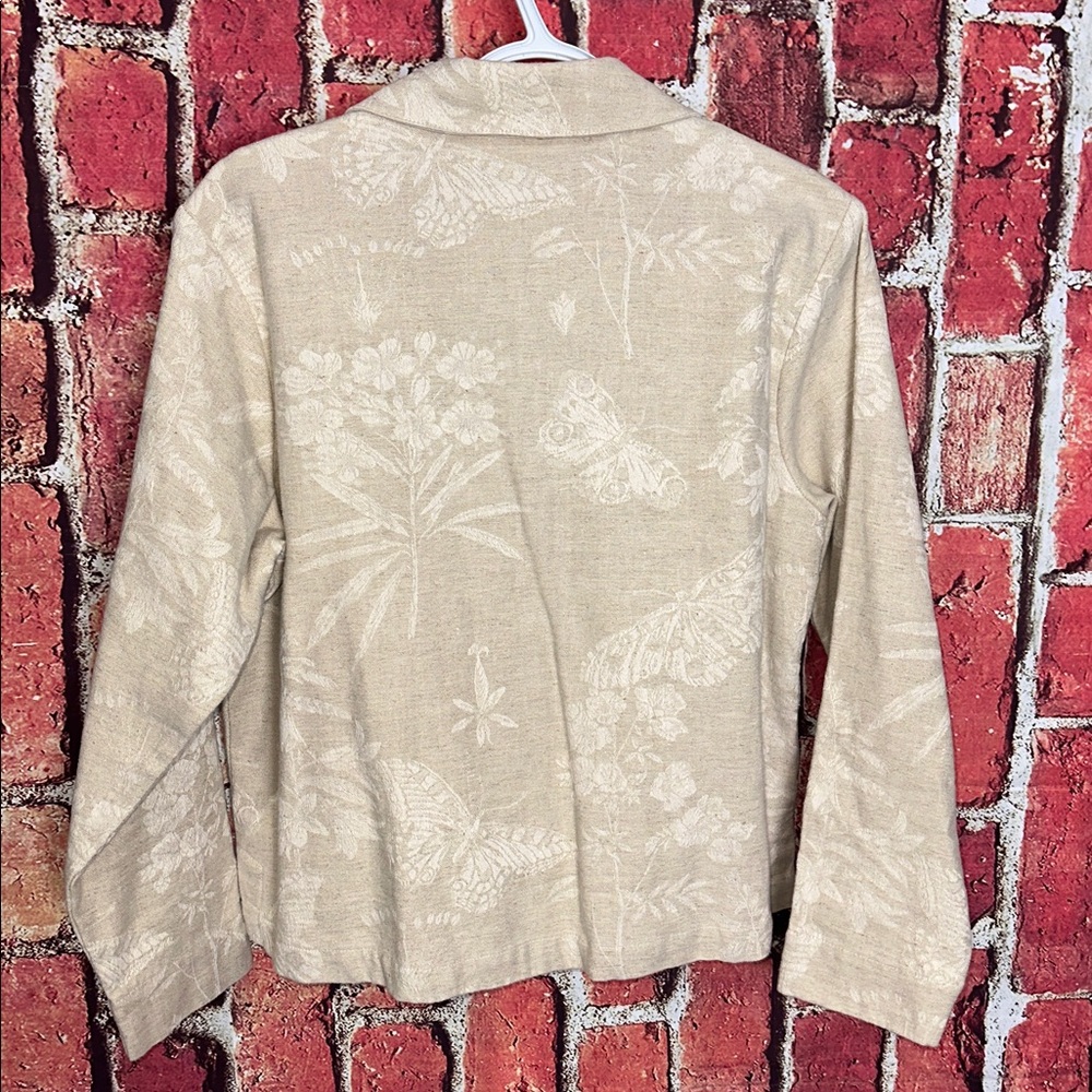 Vintage Coldwater Creek Linen Blend Floral Jacket Blazer Petite Medium PM - Picture 12 of 14